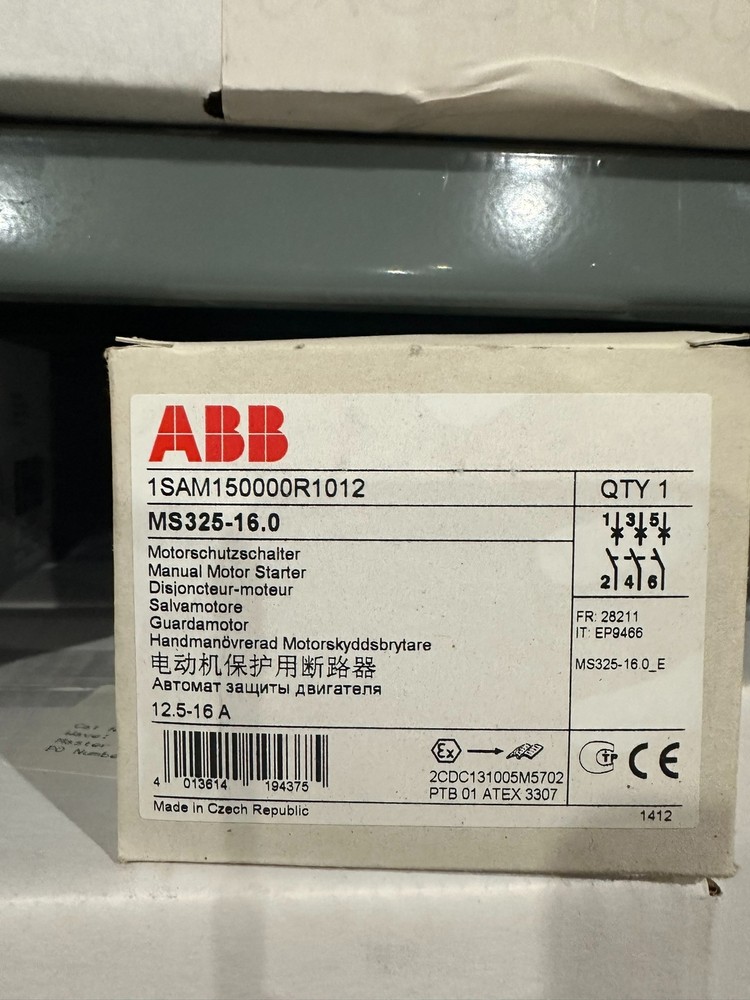ABB MS325-16.0 MANUAL MOTOR STARTER 12.5-16AMP