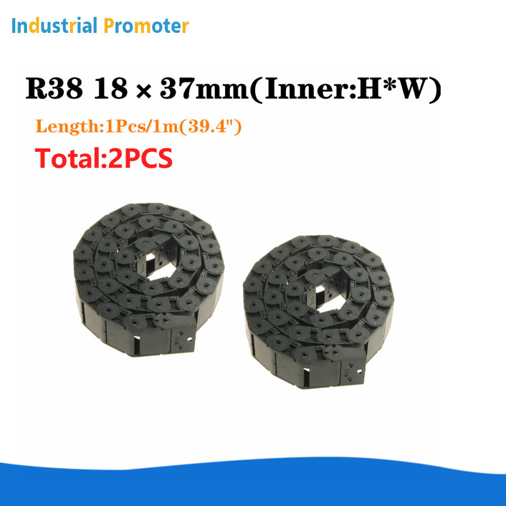 2Pcs Plastic Semi Closed Cable Drag Chain Carrier 1 Meter R38 18mmx37mm CNC