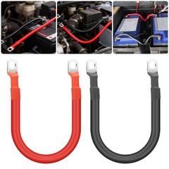 2PCS 2AWG Battery Cable with 3/8″ Tinned Copper Lugs Pure Copper RV Marine Solar