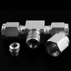 Stainless Steel Pneumatic Fitting Tee Equal Connector Φ4mm-Φ16mm Double Ferrules