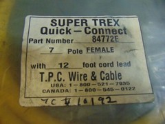 TPC WIRE & CABLE SUPER TREX 7P FEMALE 84772E REV G, 600V, 12FT CABLE 16 AWG, 90°