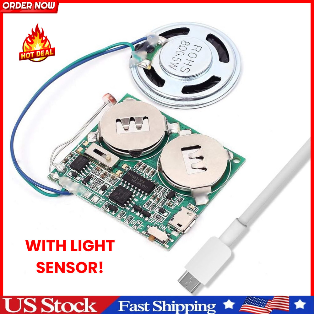 DIY Light Sensor Sound Module Micro USB Recordable Sound Chip 8M Memory Speaker