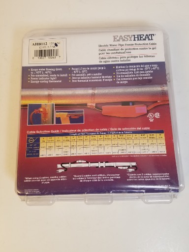 Easy Heat 12 FT Automatic Electric Water Pipe Heating Cable AHB112 120V