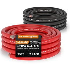 TOPSTRONGGEAR 0 Gauge 25ft Black and Red 0 Gauge, &