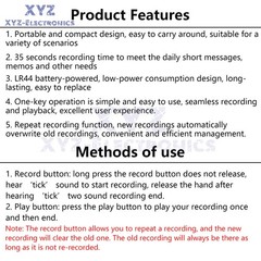 Stuffed Animal Sound Recorder Device 35 Seconds Button Sound Messages Voice Box