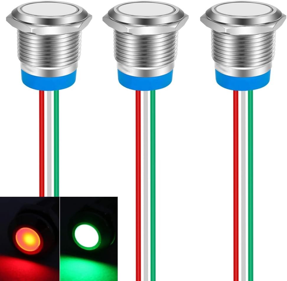 Bi Color Green Red 16mm 0.63 Inch Energy Saving LED Indicator Light 12V 24V
