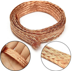 20ft 6mm Flat Copper Braid Cable Bare Copper Braid Wire Ground Lead