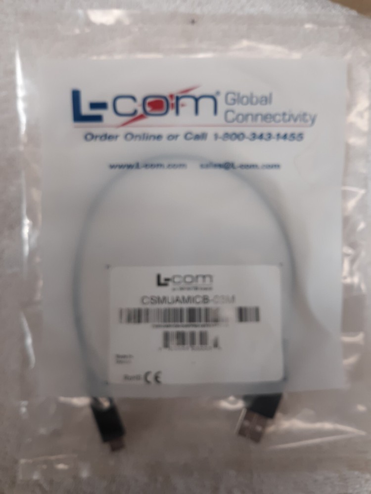 L-COM CSMUAMICB-03M USB Cable A to Micro B Male – NOS Surplus