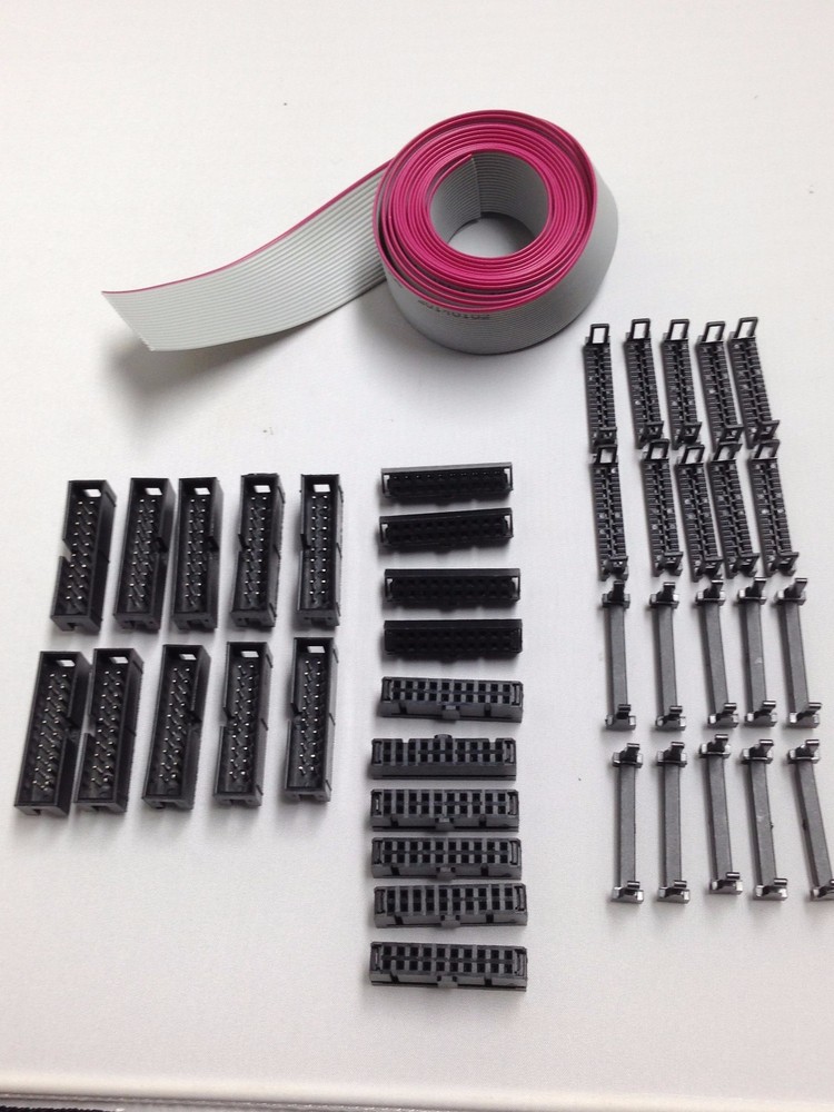 Flat Cable 20 Pin Wires IDC Ribbon 12 Ft. Long 25mm wide 10 sets connectors