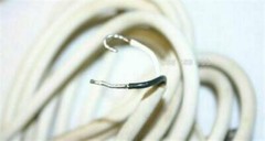Beige AC Power Cable 2-Prong with Bare Wire Exposed Cut End Vintage
