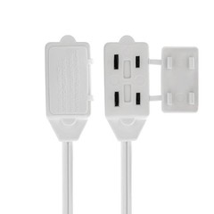 6FT 3-Outlet Extension Power Cord White 2 Prong Protection Outlet Cover Indoor