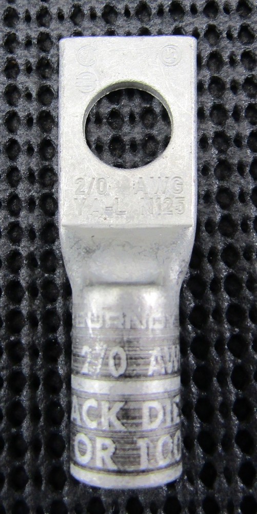 BURNDY YA-L-N125-2/0-STR COPPER 1-HOLE COMPRESSION LUG – LOT OF 2 / NEW NO BOX