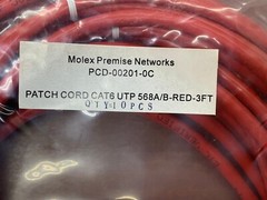 10-PCS Molex PCD-00201-0C RJ45 Cat 6 Ethernet Cable 10Gpbs High-Speed Cable 3-FT