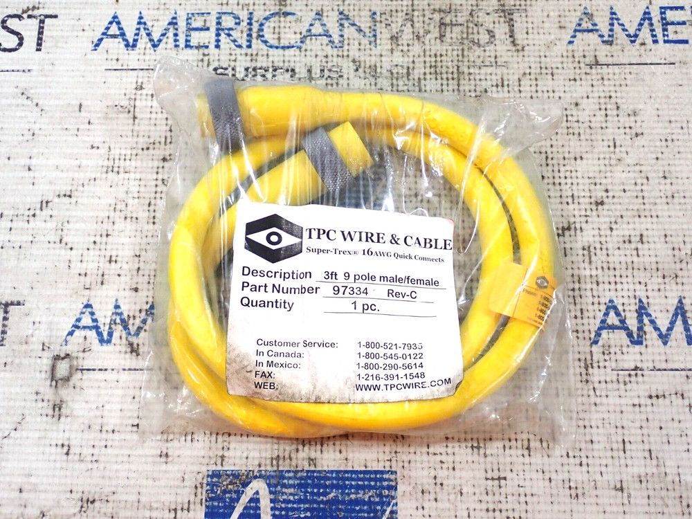 TPC Wire & Cable 97334 3FT 9 Pole male/female Rev C