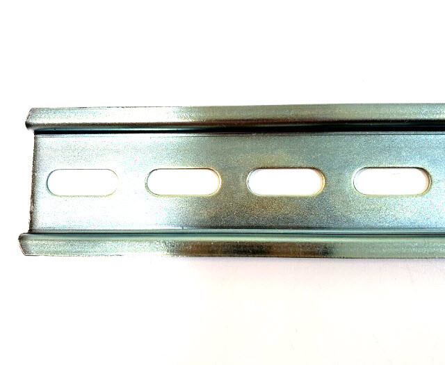 Pre-Cut DIN Rail Slotted Steel, 35mm x 7.5mm [varied length] RoHS Plated