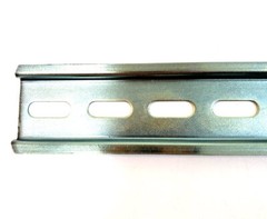 Pre-Cut DIN Rail Slotted Steel, 35mm x 7.5mm [varied length] RoHS Plated