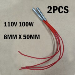 2Pc AC 110V 100W Single End Mould cartridge Heater Tubing Heating Element 8x50mm