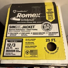 NEW Southwire Romex SIMpull Indoor Wire 12/3 NM-B Cable 25ft. with ground 600v