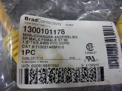 BradConnectivity 1300101178 5P M/F ST/90 1.5` 18/5 AWG PVC Cord 115021A03F015