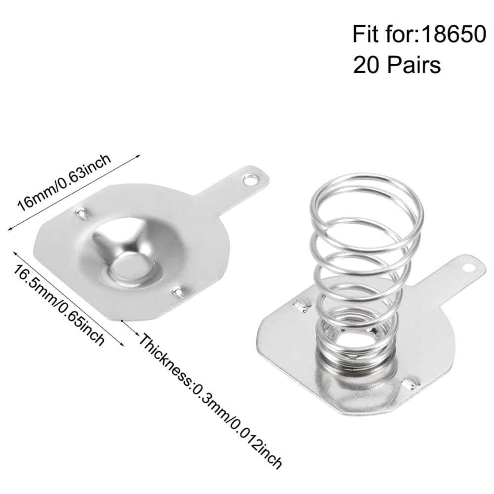 20 Pairs 18650 Battery Spring Contact Plate Set