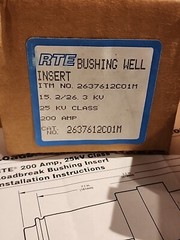 RTE/Cooper Power Systems 2637612C01M, 200A 25kv Class, Loadbreak Bushing Insert