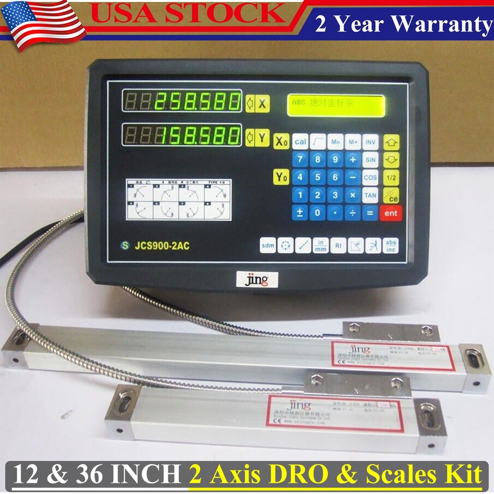 12″ 36″ Linear Scale Digital Readout 2Axis DRO Display Bridgeport 9X42 Table,US