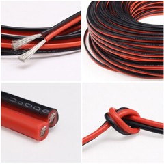Twin 2-Core Flexible Silicone Cable 8/10/12/14/16/18/20/24/26/28/30AWG 2P Wire