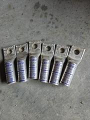 6- BURNDY YA28L 4/0 AWG Crimp Terminal Lug, Purple, N200