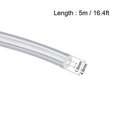 Silicone Tube 1.6mm ID x 4.8mm OD 16.4ft 5m Flexible Silicon Rubber Clear