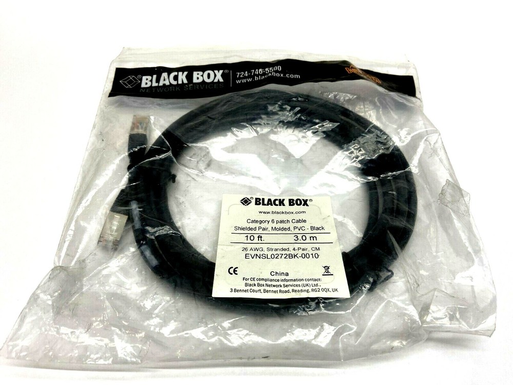 Black Box EVNSL0272BK-0010 10′ FT Category 6 Patch Cable