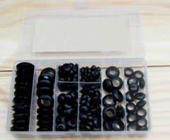200pcs Rubber Grommet Assortment Set Electrical Wire Juncture Gasket Kit Black