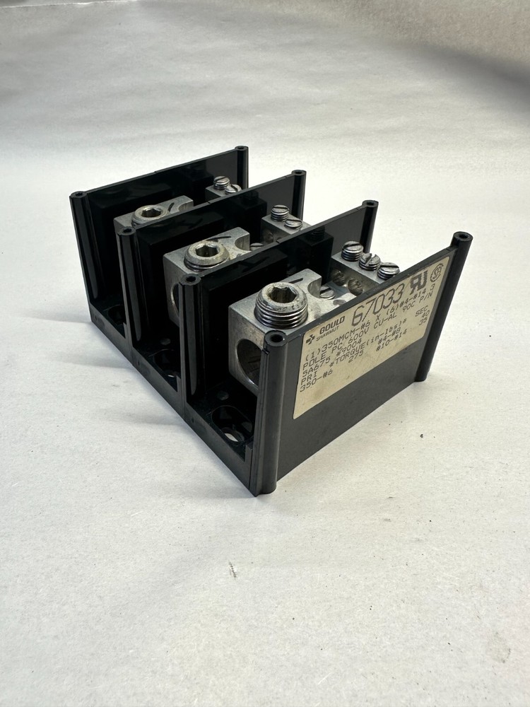 Gould Power Distribution Block 67033, 600VAC/DC, 3-Pole, 310 Amps, 1 In, 6 Out