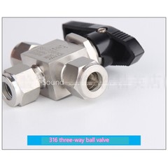 3 Way Ball Valve Stainless Steel 316 OD Compression 6mm, 8mm, 10mm, 12mm,1/8′