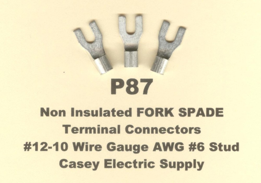 50 Non-Insulated FORK SPADE Terminal Connector #12-10 Wire Gauge AWG #6 Stud USA