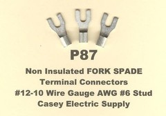 50 Non-Insulated FORK SPADE Terminal Connector #12-10 Wire Gauge AWG #6 Stud USA