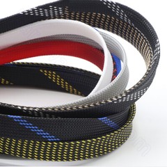 PET Nylon Braided Sleeve Tube 14 mm Width Audio Car Cable Wire Sleeving Sheath