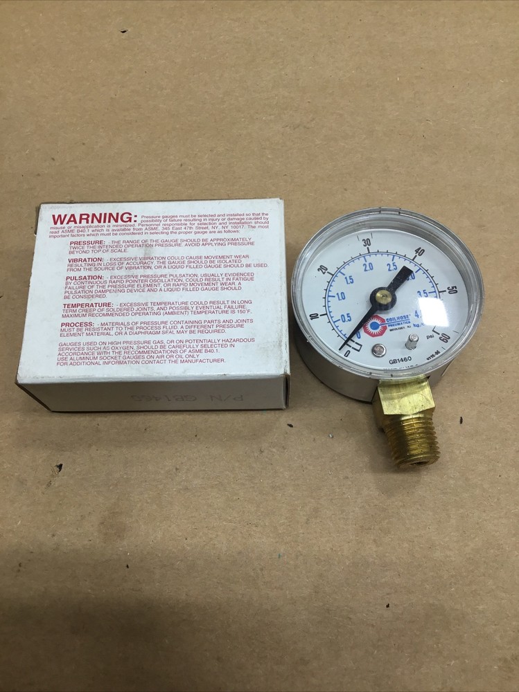 Coilhose GB1460 Dial Gauge 2″ Dry 1/4 NPT 0-60 PSI #1053k36iac