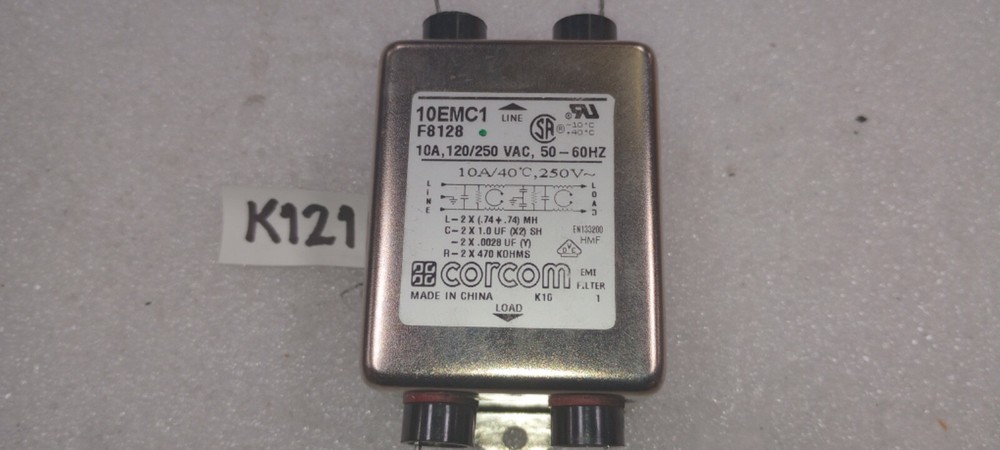 Corcom 10EMC1 F8128 Single Phase Noise Filter 120/250V, 50/60Hz, 10A