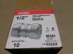 Halex 96361 Box of 10 1/2″ Rigid Steel Compression Coupling AK
