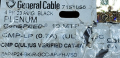 General Cable 7151858 23/4P GenSPEED 10 MTP Cat6A 10GX 10G Plenum Black /50ft