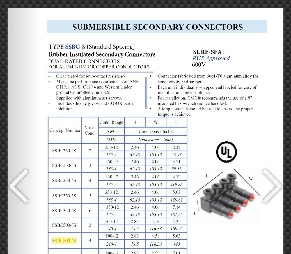 CMC SSBC500-S 4port 500KCMIL-12AL-CU