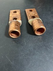 2 – BURNDY Compression COPPER grounding lugs YGHA342N 500 kcmil Cu, 2-Hole NEW