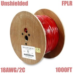 1000FT 18AWG/2C Unshielded Fire Alarm Cable Solid Bare Copper Wire FPLR Cord Red