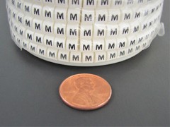 (1000x) Wieland Size 5, Letter M Slip On Wire Marker, .160″ to .215″ OD, Z Type