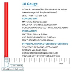 18 Gauge Silicone Wire Kit 10 Color Each 5 ft Flexible 18 AWG Stranded Tinned…