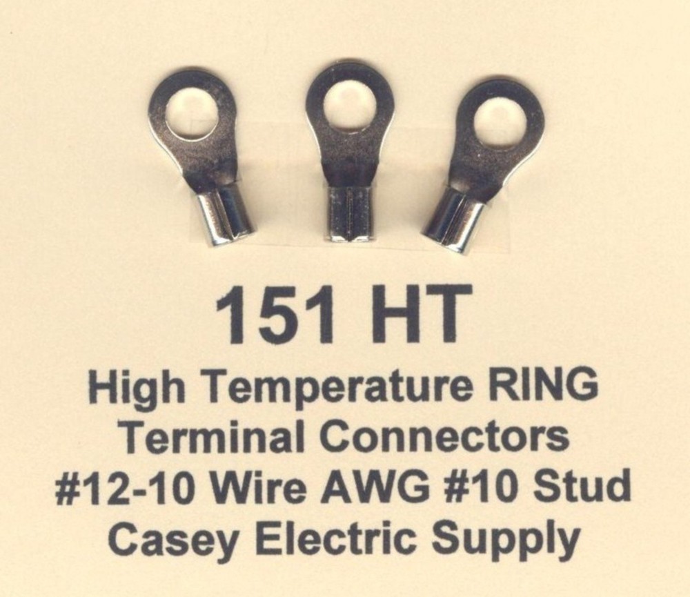 100 High Temperature RING Terminal Connector 12-10 Wire Gauge AWG #10 Stud 900°F