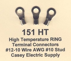 100 High Temperature RING Terminal Connector 12-10 Wire Gauge AWG #10 Stud 900°F
