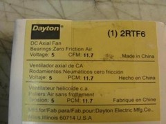 196448 New In box; Dayton 2RTF6 Axial Fan; Square; 5 VDC; 0.13A; 0.7A; 3000RPM