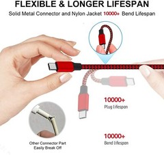 Braided USB C Type-C Fast Charging Data SYNC Charger Cable Cord 6 Ft. Long.