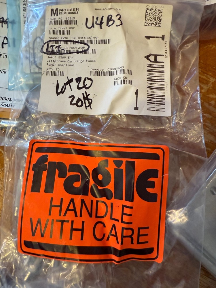 NEW LOT o 20 Littlefuse Fuse Melting Fast 250VAC Ceramic Cylindrical 0314005.HX